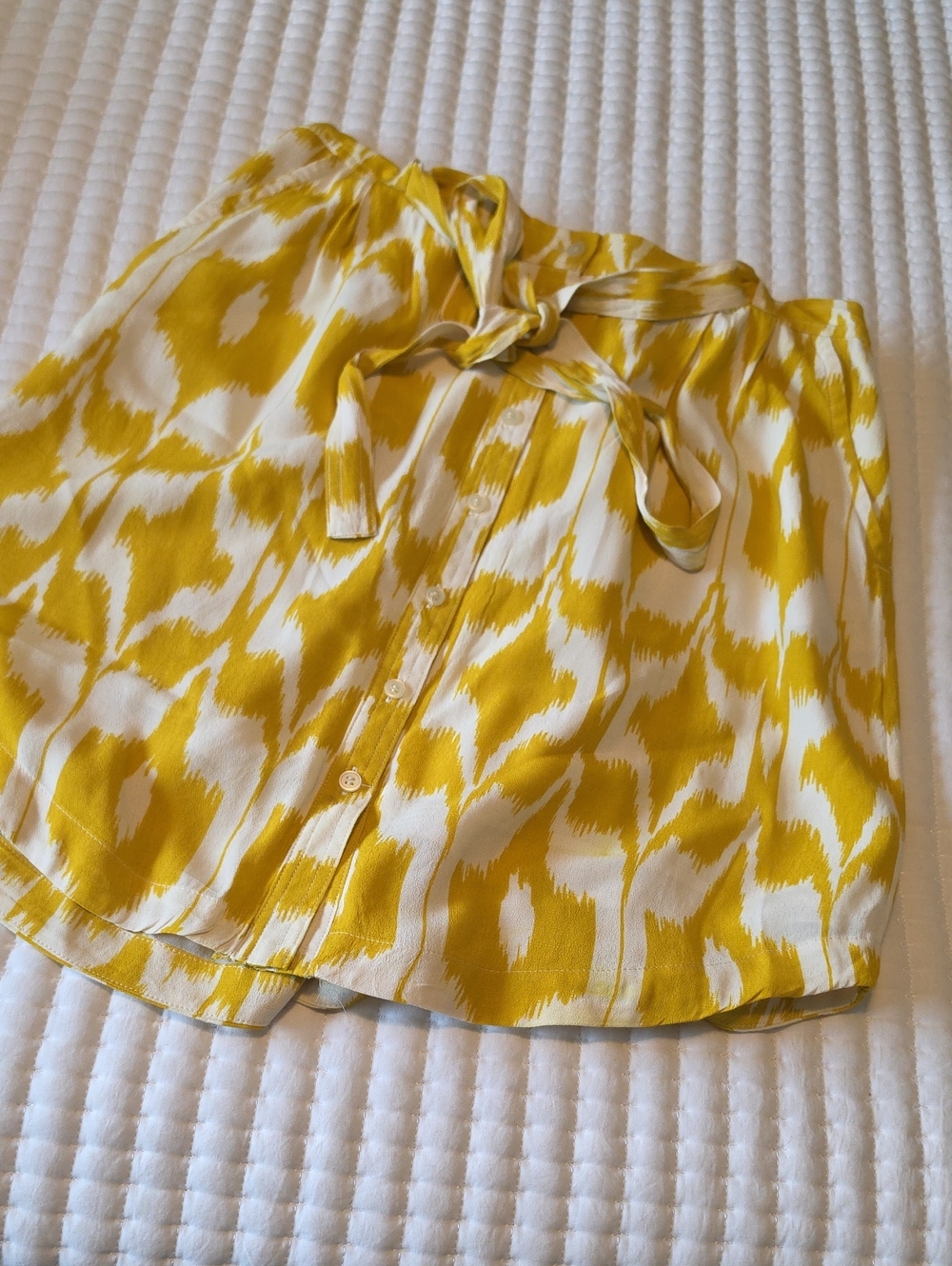 Loft Yellow Printed Tie-Waist Skirt